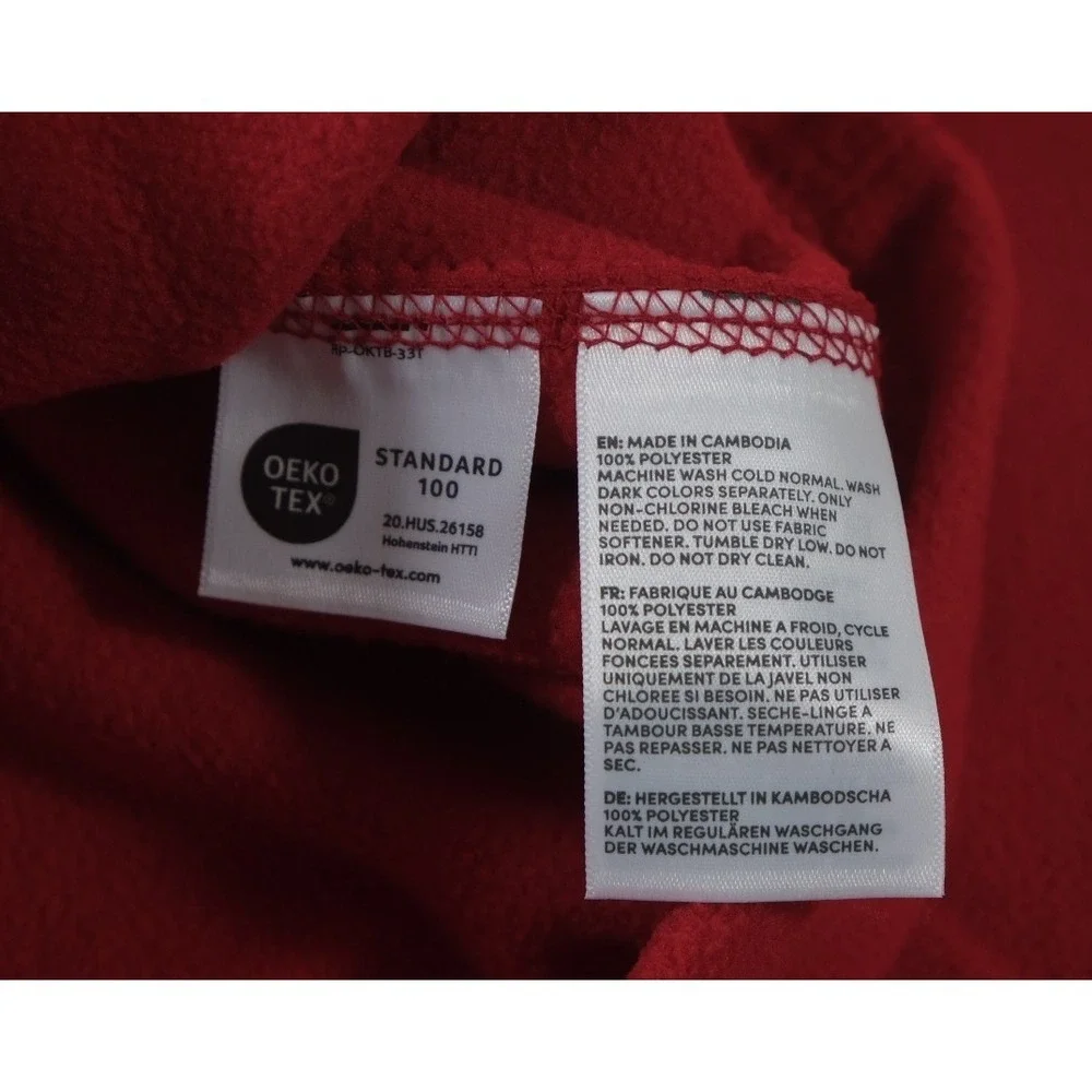 Lands' End Jacket Womens L Red Fleece Full Zip‎ Mock Neck Solid Pocket